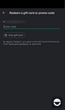 کد گیفت کارت گوگل پلی را وارد کنید