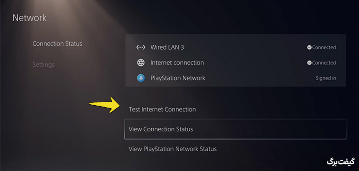 گزینه Test Internet Connection